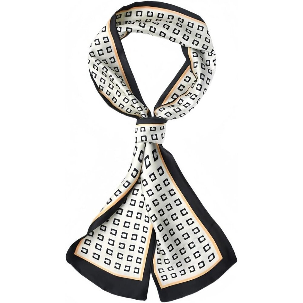 Women Blck White Purse Handbags Satin Scarf Lightweight Fashion Silk Neck Tie